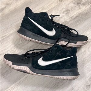 Nike Kyrie 3 Black Suede Quilted Embroidered Swoosh 852395-010 Collector Edition